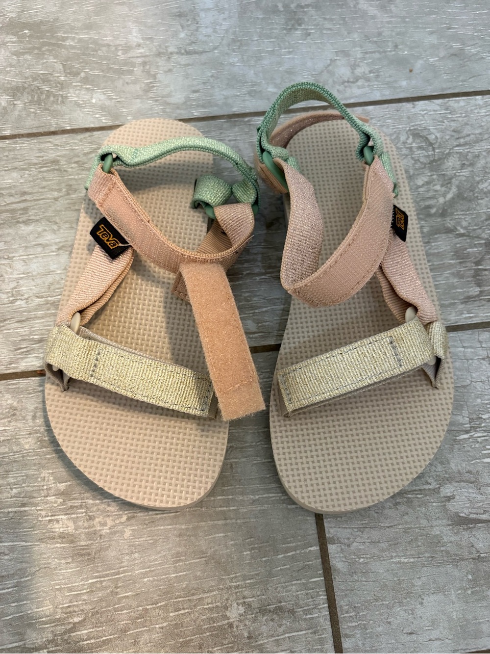 Teva Kids Pink and Mint Strappy Sport Sandals